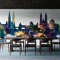 Nürnberg Germany Skyline Blue & Bronze Mural Wallpaper - room preview 02