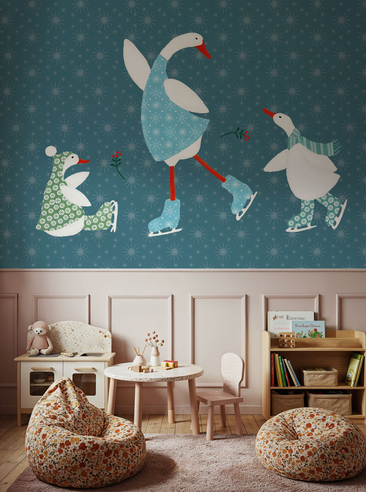 Ducks in the Snow VI Mural Wallpaper - room preview 02
