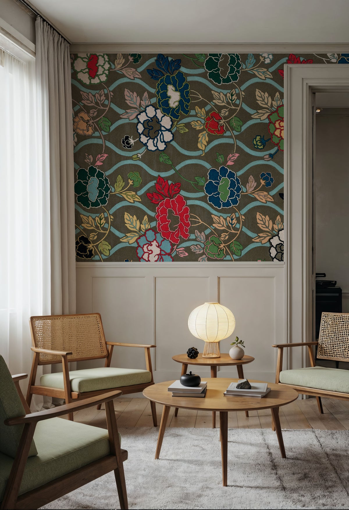 Japanese Flower Fans Mural Wallpaper - room preview 02