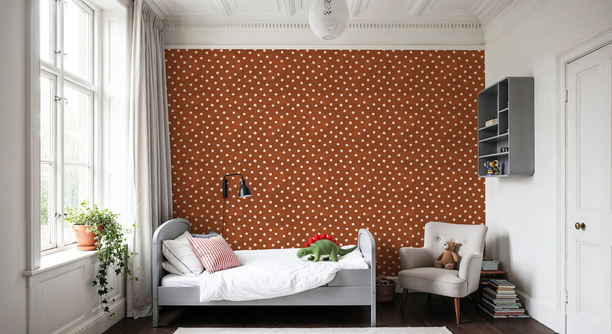 Autumn Dots Brown Mural Wallpaper - room preview 02