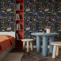Forest Surprise, Navy Mural Wallpaper - room preview 02