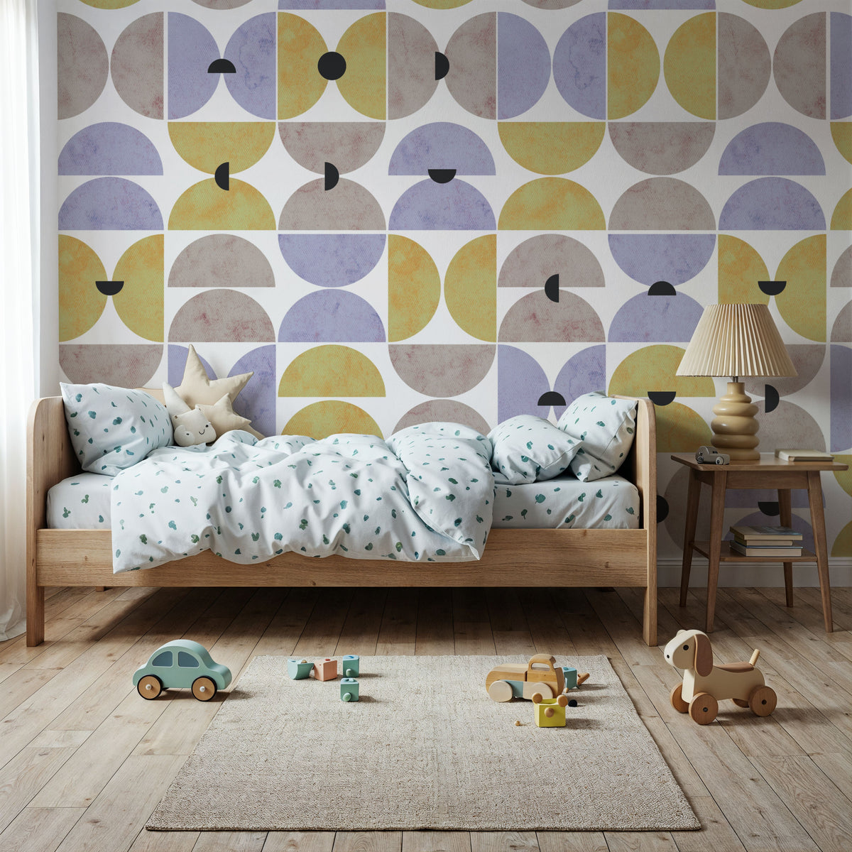 Homley Retro Shapes, Purple Mural Wallpaper - room preview 02