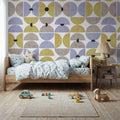 Homley Retro Shapes, Purple Mural Wallpaper - room preview 02