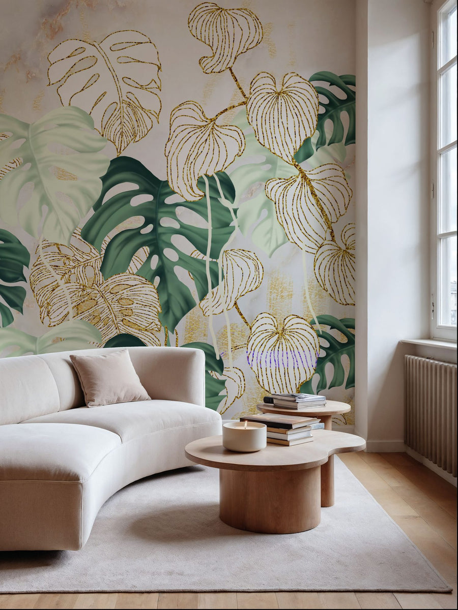Botanical Wallpaper Mural – Leaf & Plant Wall Mural – Weird Leaves