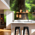 Sunlit Forest Path Mural Wallpaper - room preview 02