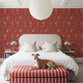 Time to Share Floral Red Mural Wallpaper - room preview 02
