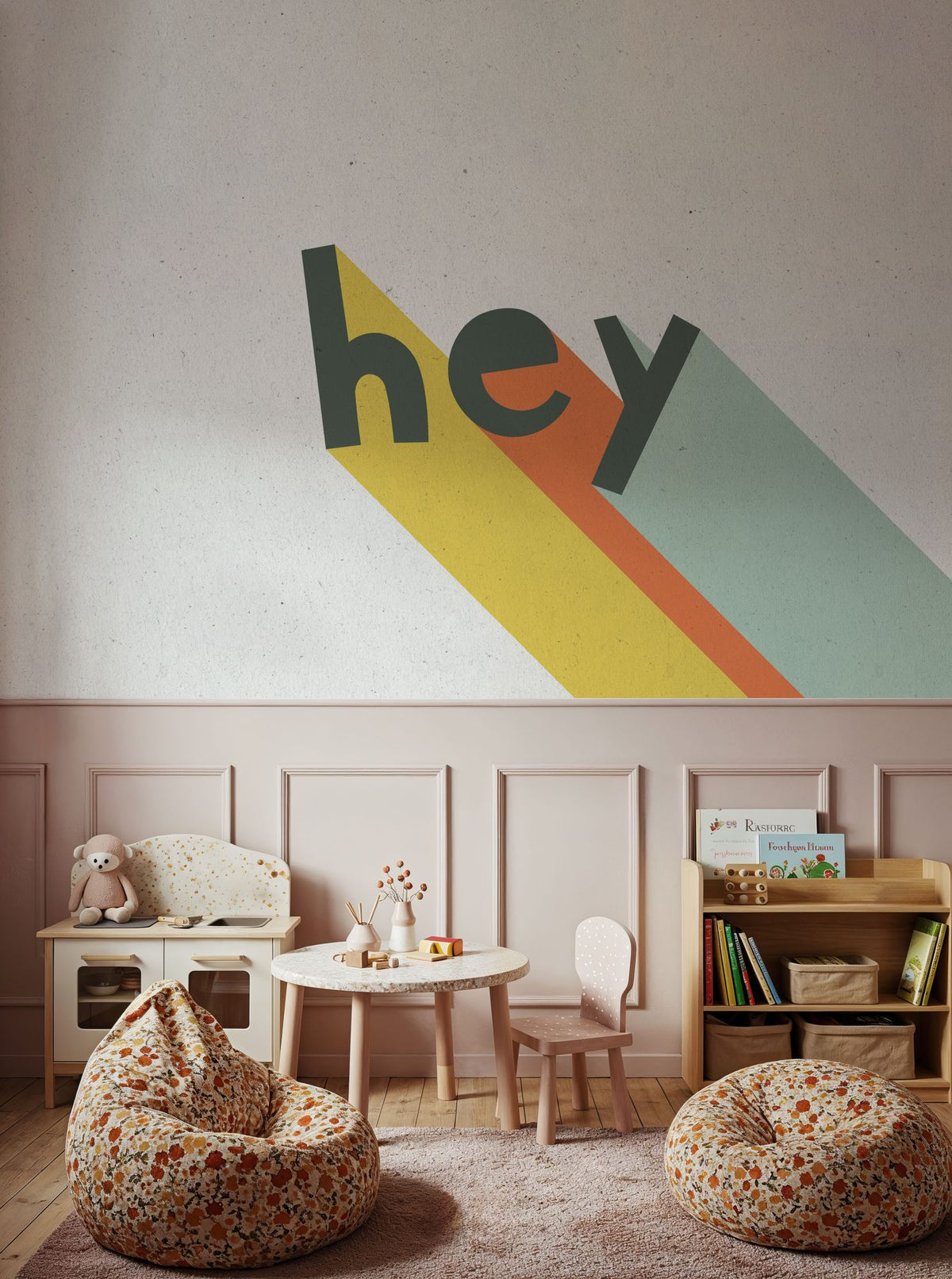 Hey Rainbow Mural Wallpaper - room preview 02