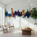 Dublin Ireland Skyline Blue & Bronze Mural Wallpaper - room preview 02