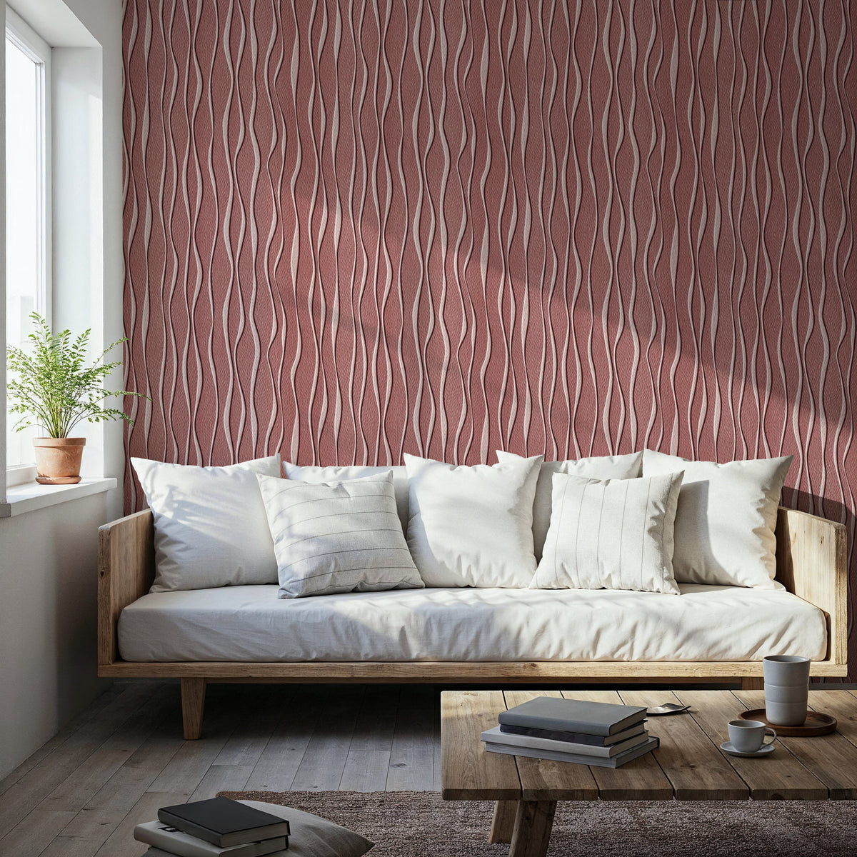 Swaying Lines, Brick Mural Wallpaper - room preview 02