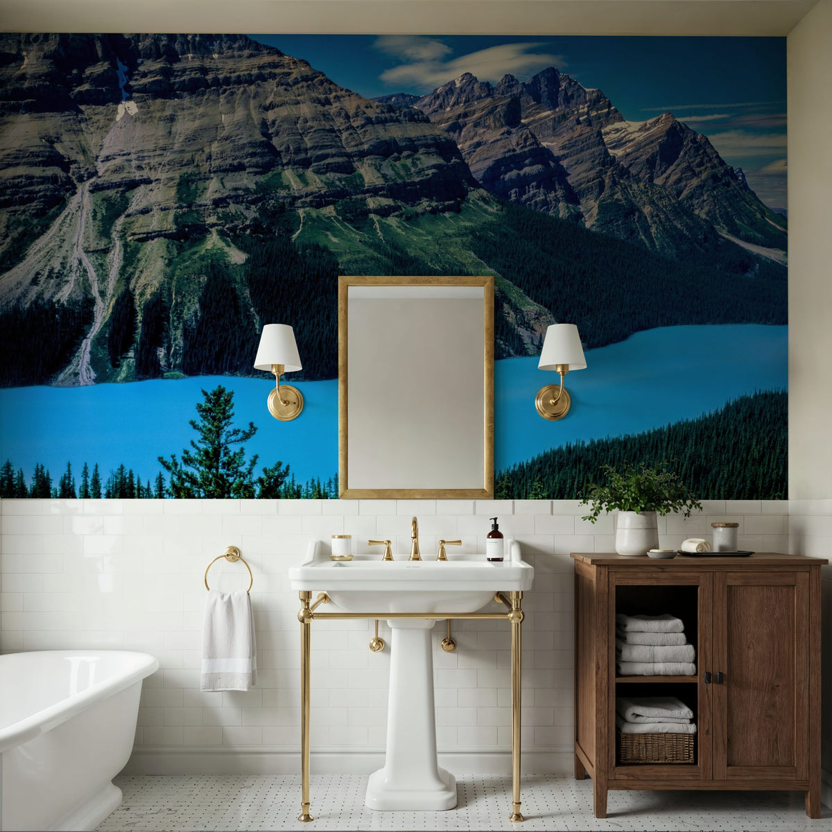 Mountain Turquoise Mural Wallpaper - room preview 02