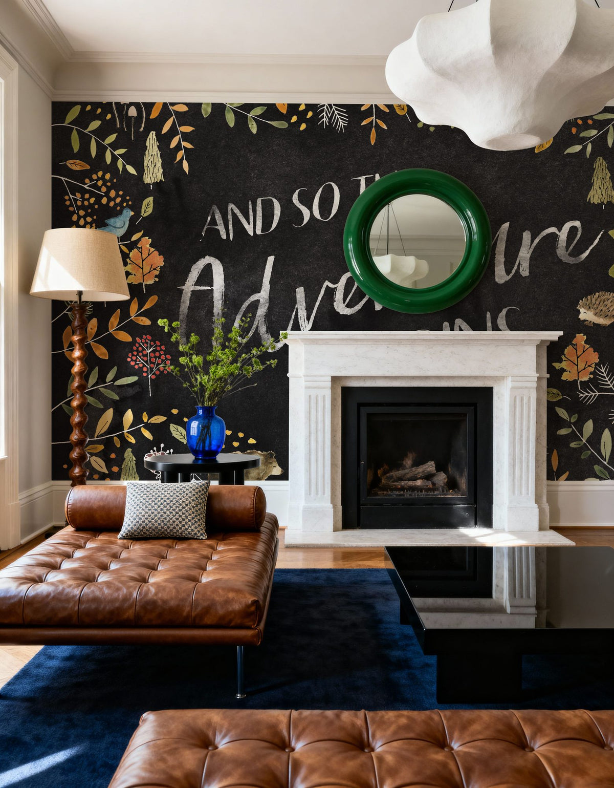 Woodland Whimsy I Black Mural Wallpaper - room preview 02