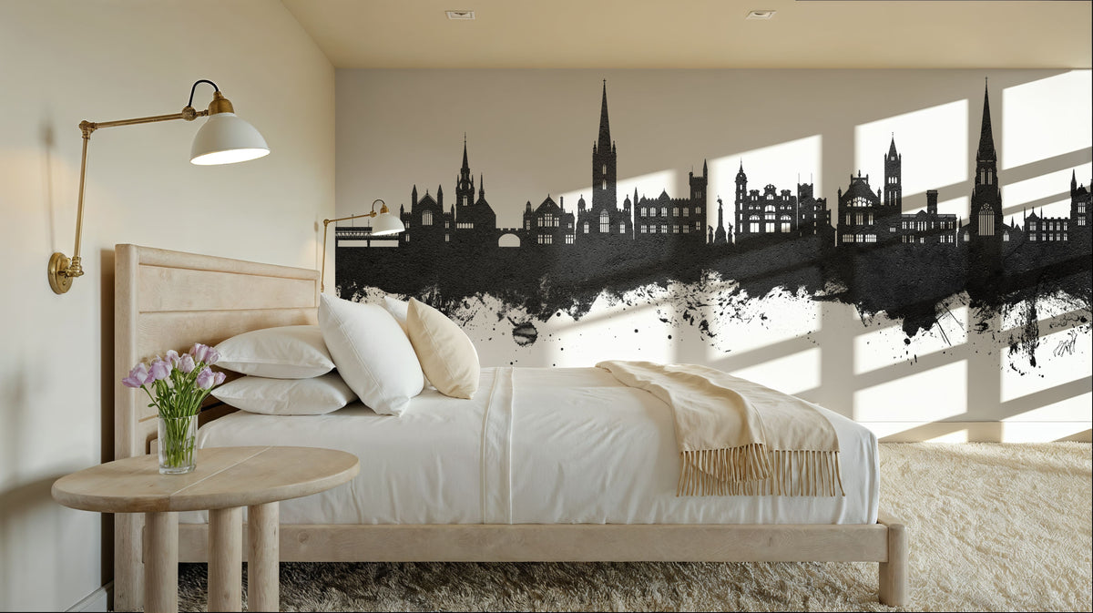 Derry Northern Ireland Skyline Black & White Mural Wallpaper - room preview 02