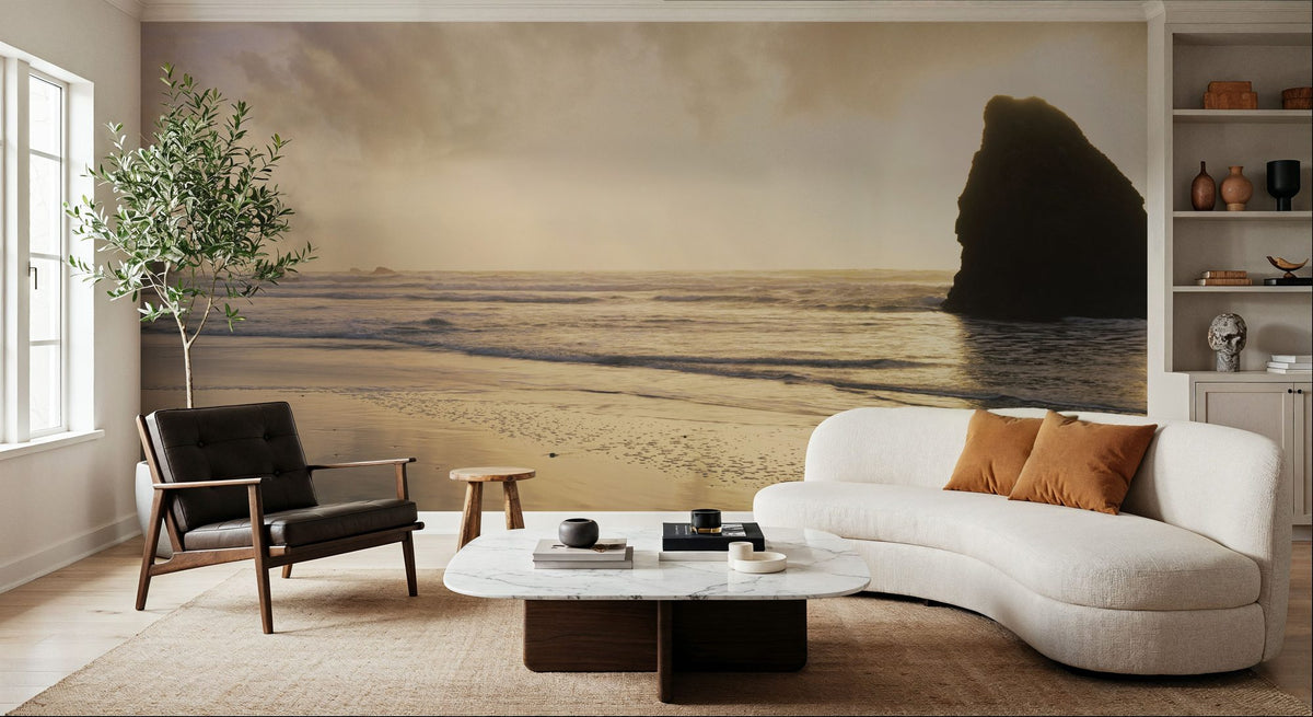 Golden Shore Silhouette Mural Wallpaper - room preview 02