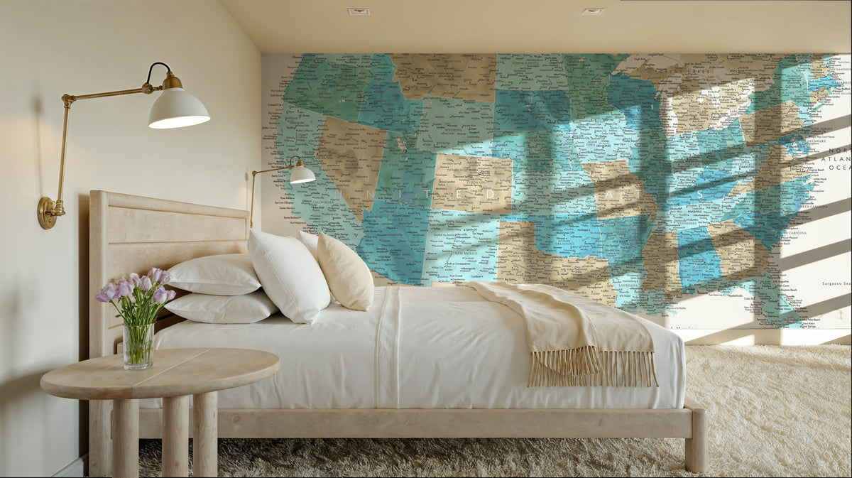 US Map Detailed - Uxia Mural Wallpaper - room preview 02