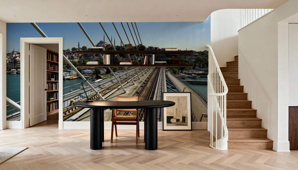 Urban Bridge Panorama Mural Wallpaper - room preview 02
