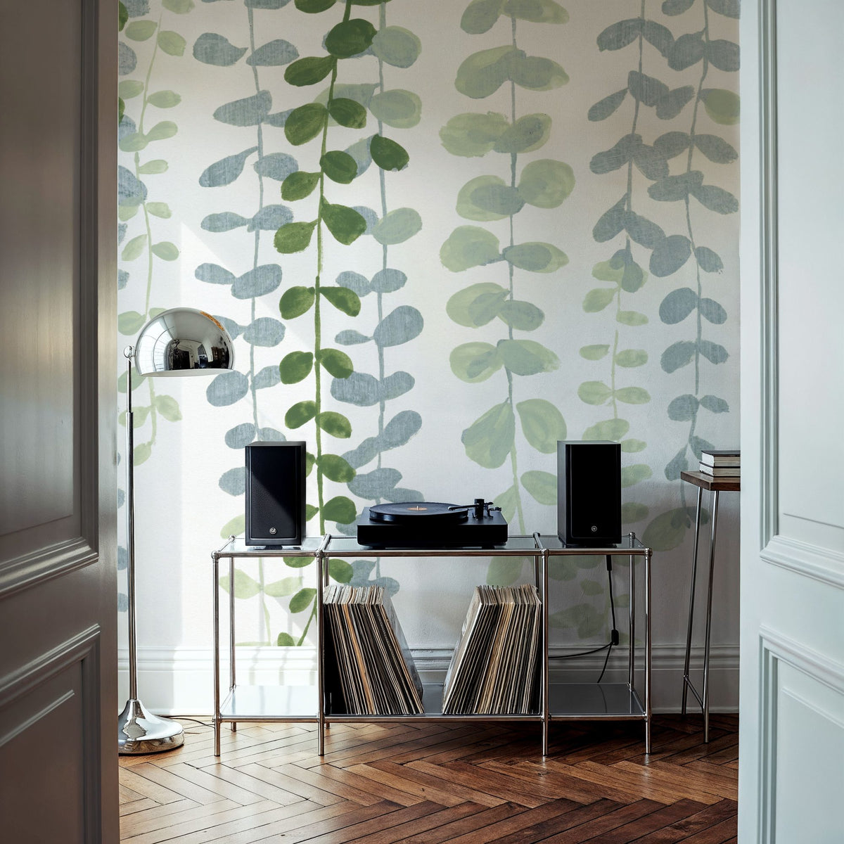 Cascade in Green Mural Wallpaper - room preview 02