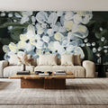 White Flowers in Vase Mural Wallpaper - room preview 02