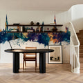 Derry Northern Ireland Skyline Blue & Bronze Mural Wallpaper - room preview 02