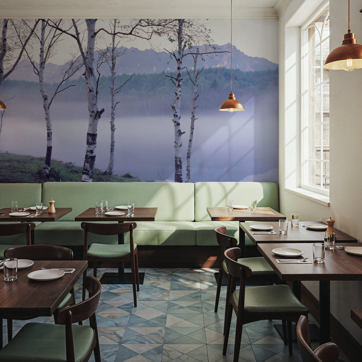 Nagano Birch Mural Wallpaper - room preview 02