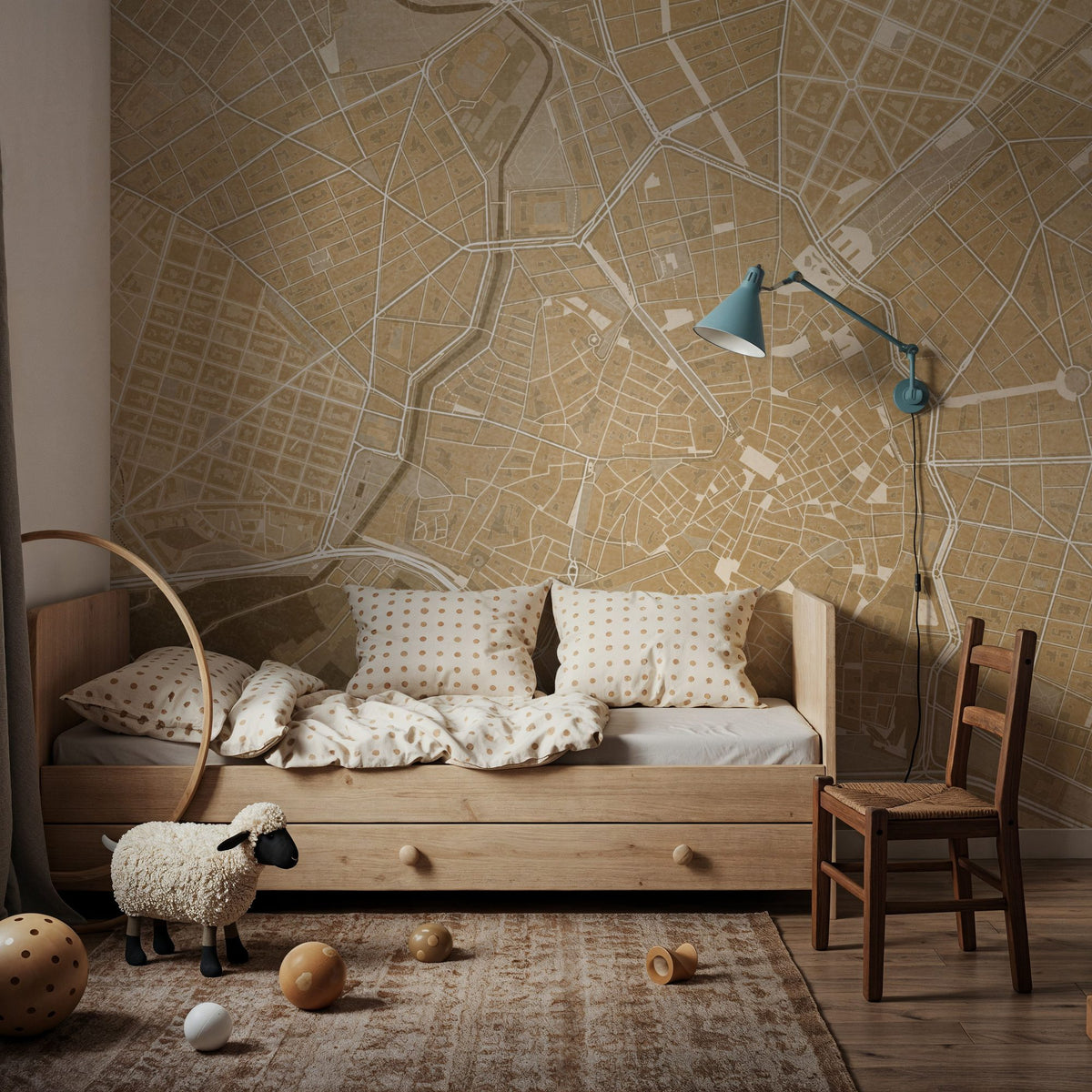 Palma De Mallorca City Ochre Mural Wallpaper - room preview 02