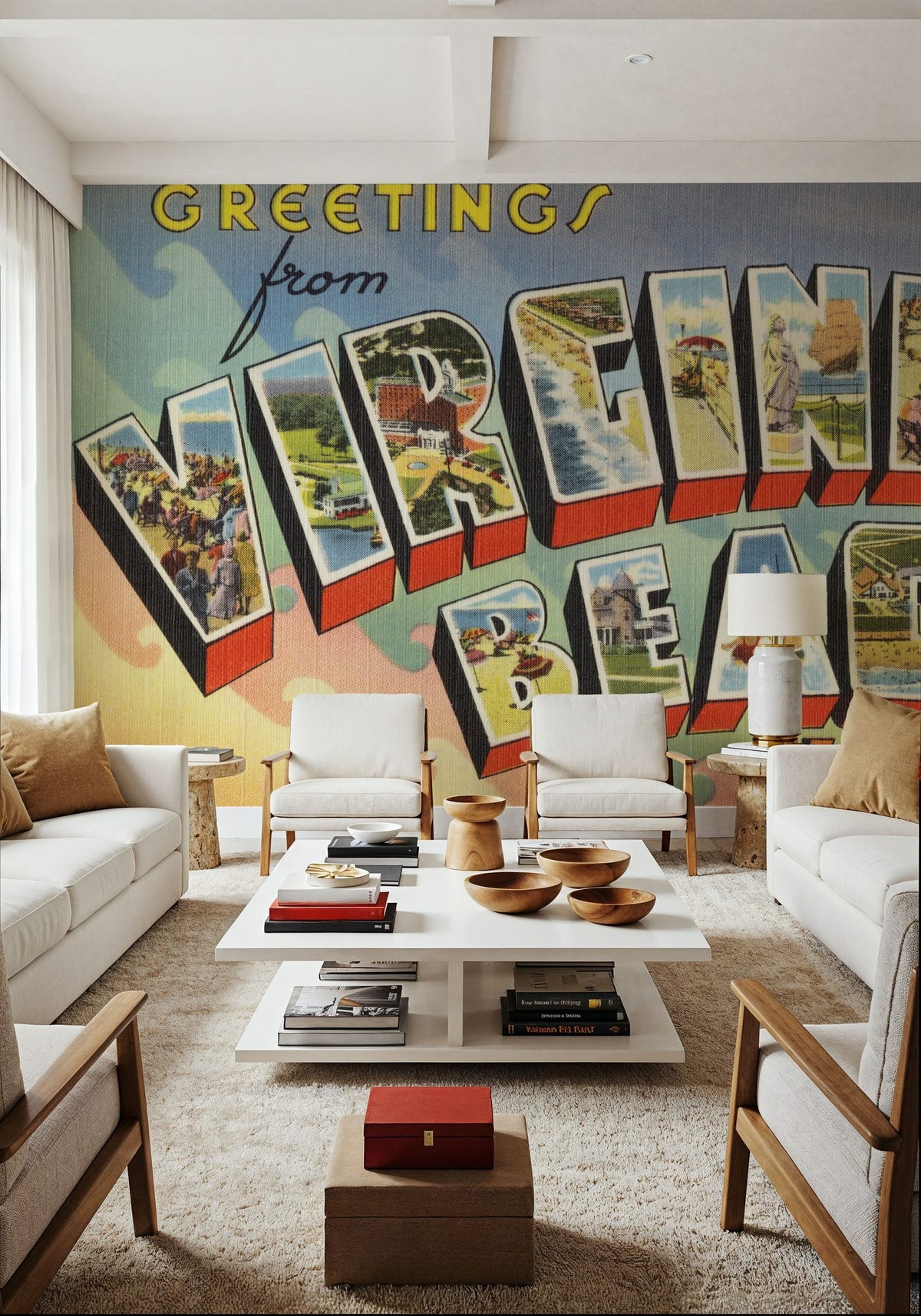 Greetings From Virginia Beach Mural Wallpaper - room preview 02