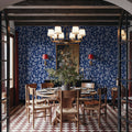 Sino Flowers Blue Mural Wallpaper - room preview 02