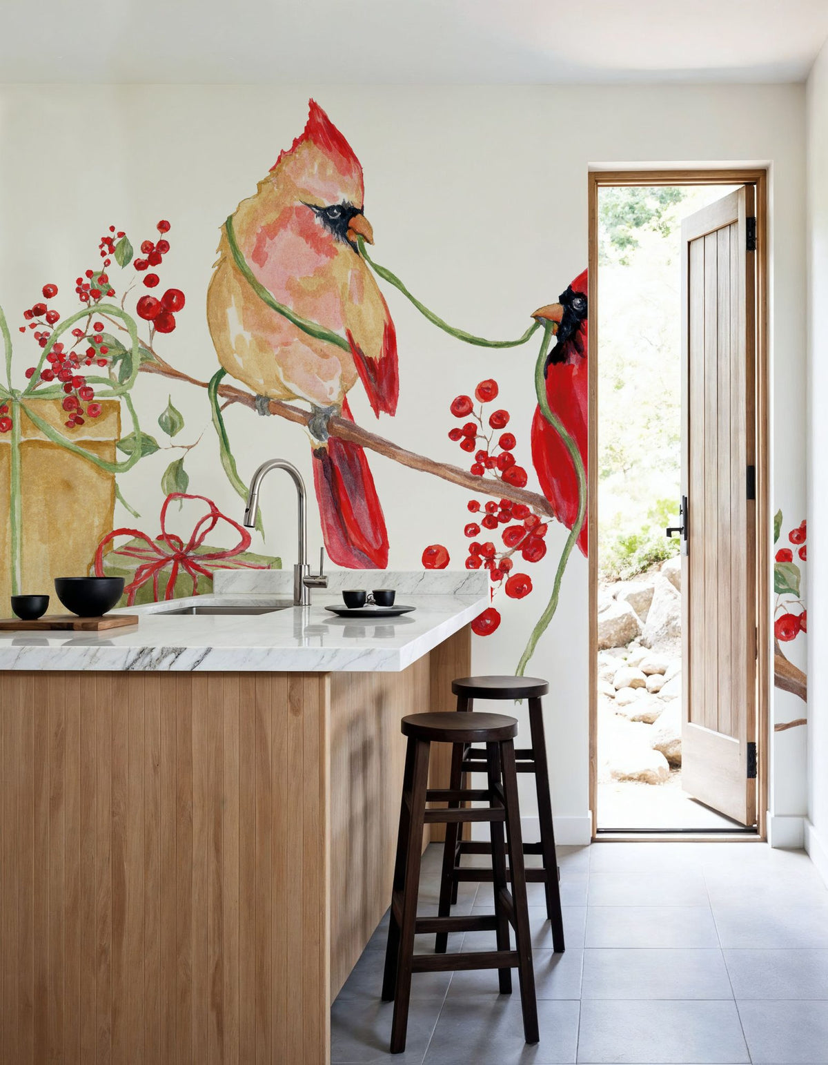 Winterberry Tidings V Mural Wallpaper - room preview 02