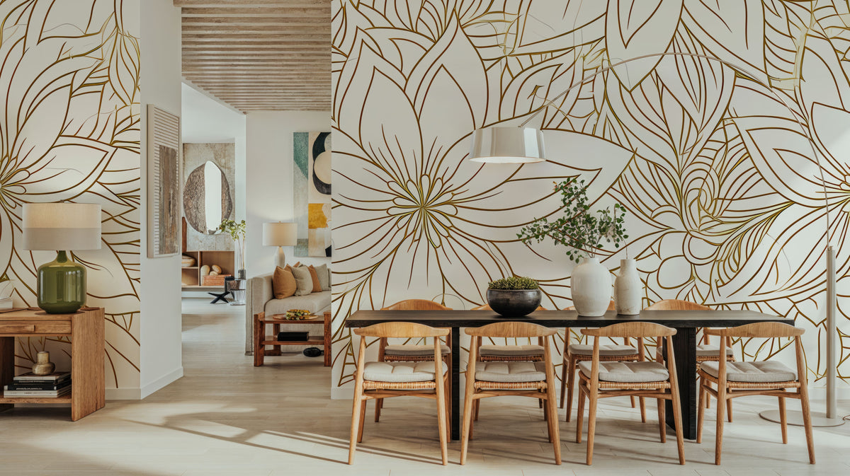 Pentaflower Mural Wallpaper - room preview 02