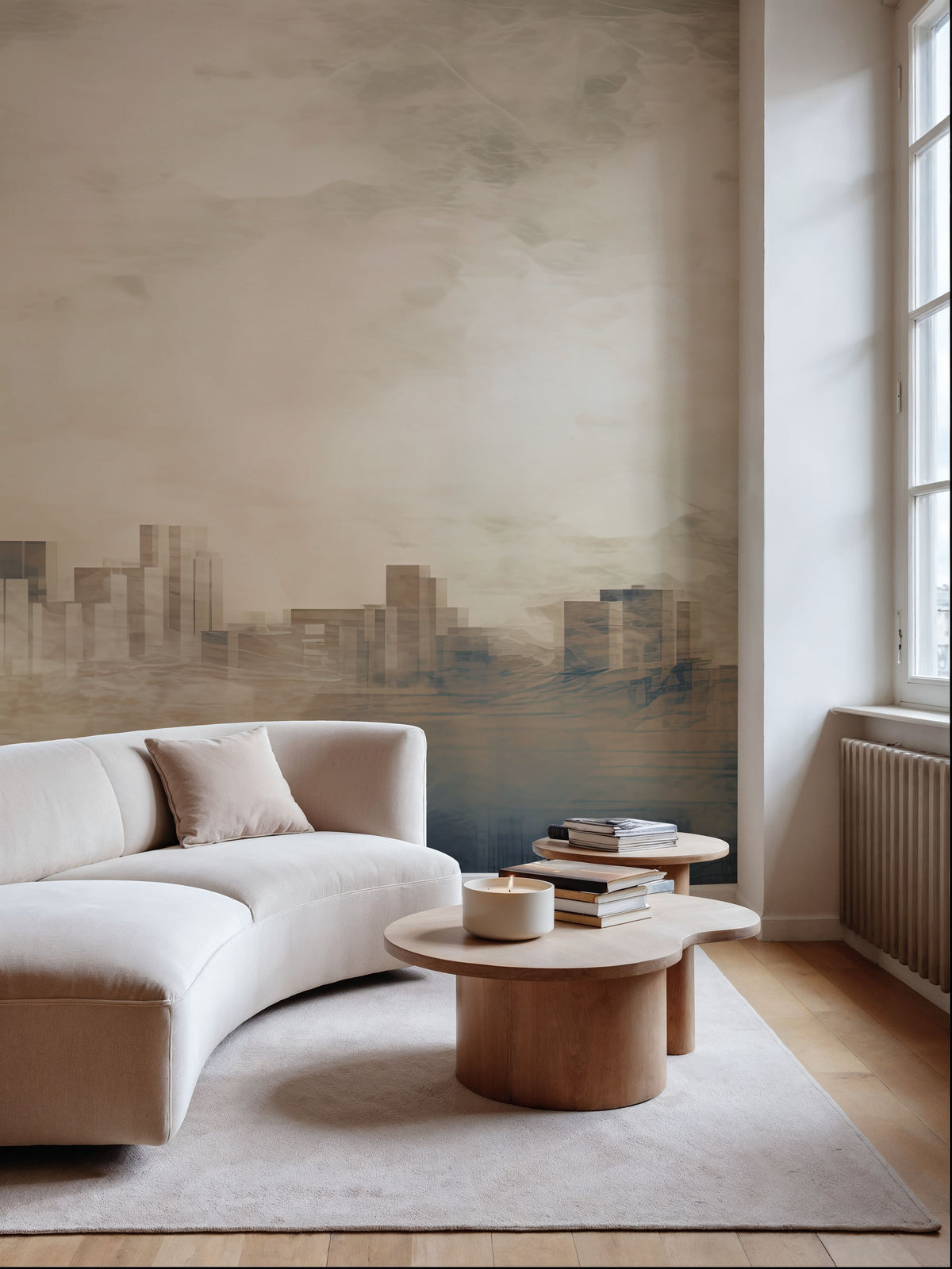 Foggy Cold Skyline Mural Wallpaper - room preview 02