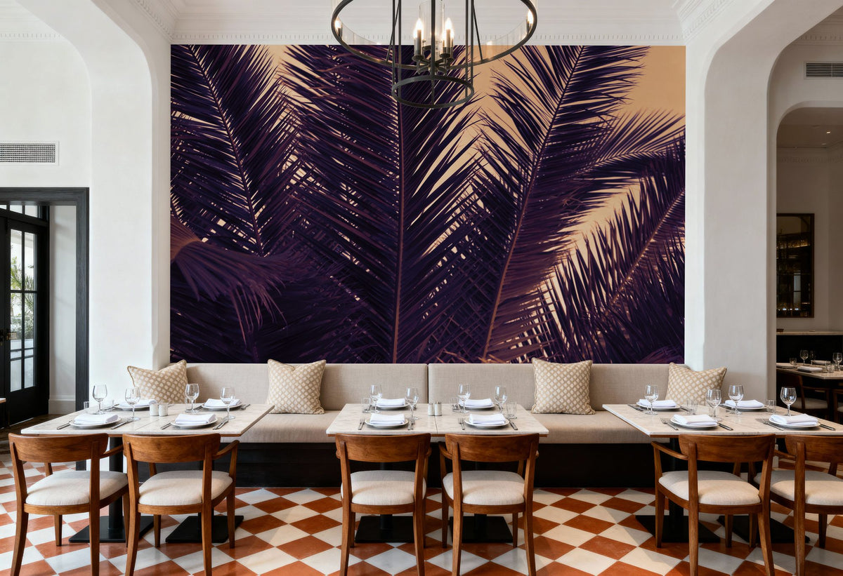 Shy Palm Leaves Mural Wallpaper - room preview 02