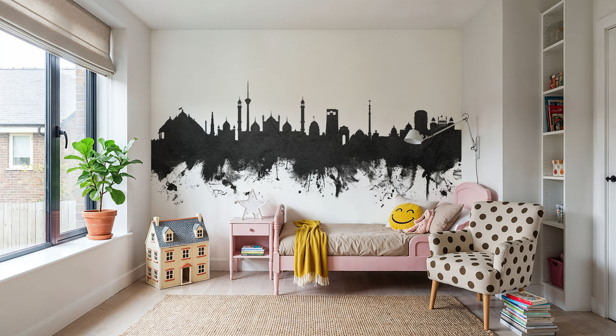 New Delhi India Skyline Mural Wallpaper - room preview 02
