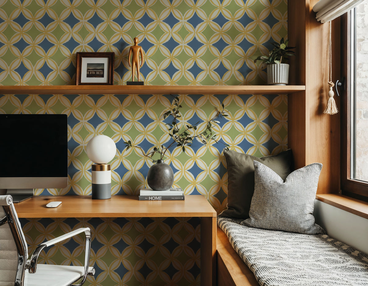 Starcircle Green Mural Wallpaper - room preview 02
