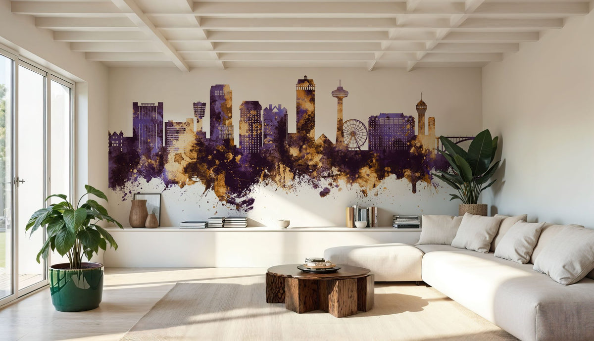 Niagara Falls Skyline Purple & Gold Mural Wallpaper - room preview 02