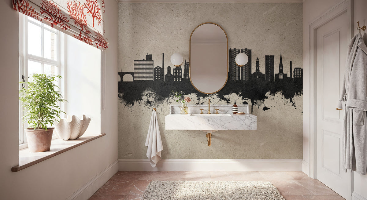 Stockport England Skyline Concrete Mural Wallpaper - room preview 02