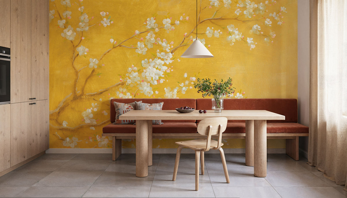 White Cherry Blossoms II Mural Wallpaper - room preview 02