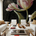 Tulip on Black Mural Wallpaper - room preview 02
