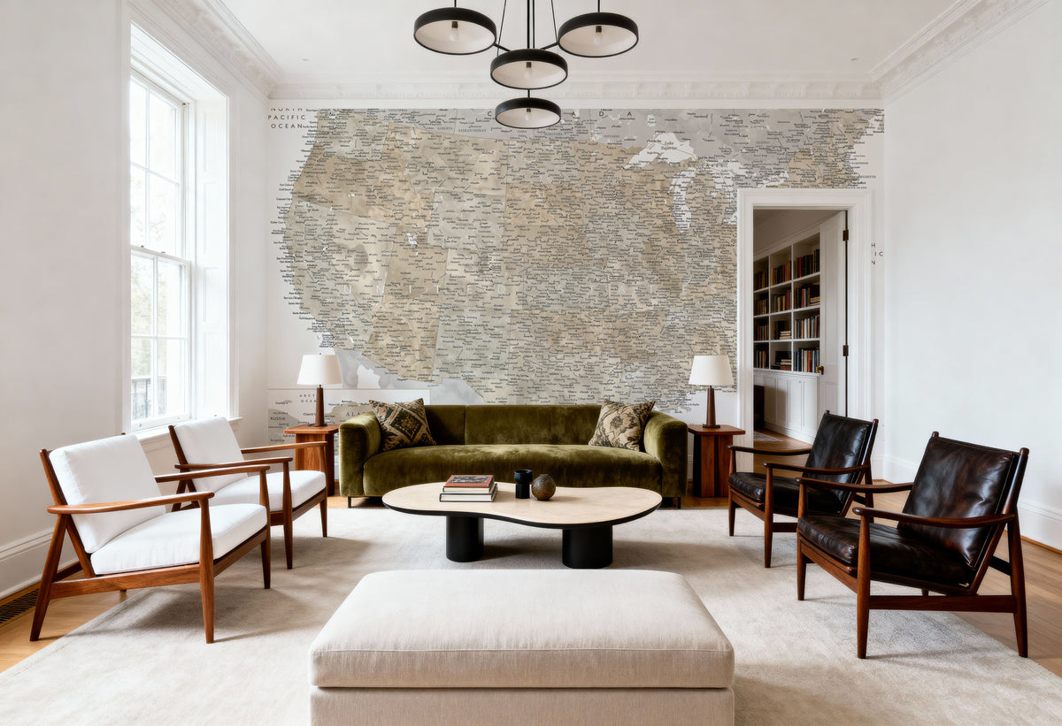 US Map Detailed - Abey Mural Wallpaper - room preview 02