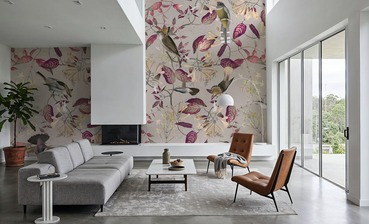 Tescoma Birds of Beauty Mural Wallpaper - Red Tone - room preview 02