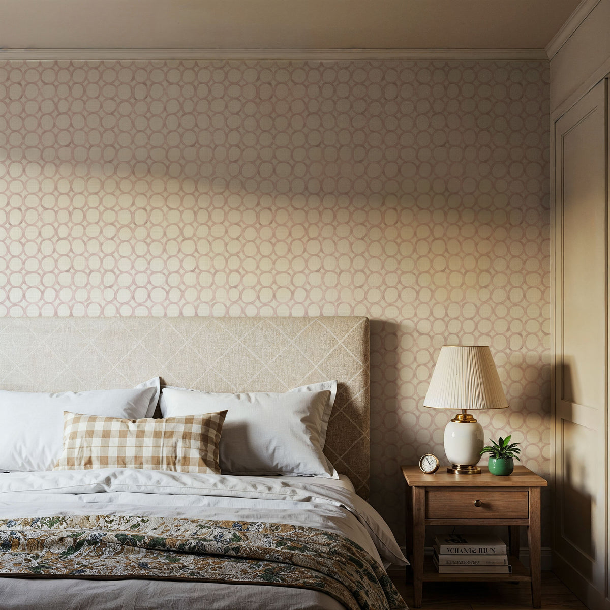 Mixed Pink Circles Mural Wallpaper - room preview 02