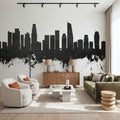 Los Angeles Skyline Black & White Mural Wallpaper - room preview 02