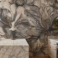 Seeing Through Leaves Gray Mural Wallpaper - room preview 02