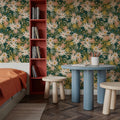 Market Flowers on Green Mural Wallpaper - room preview 02