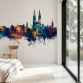 Zagreb Croatia Skyline Blue & Bronze Mural Wallpaper - room preview 02