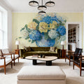 Blue Hydrangea Mural Wallpaper - Neutral Tone - room preview 02