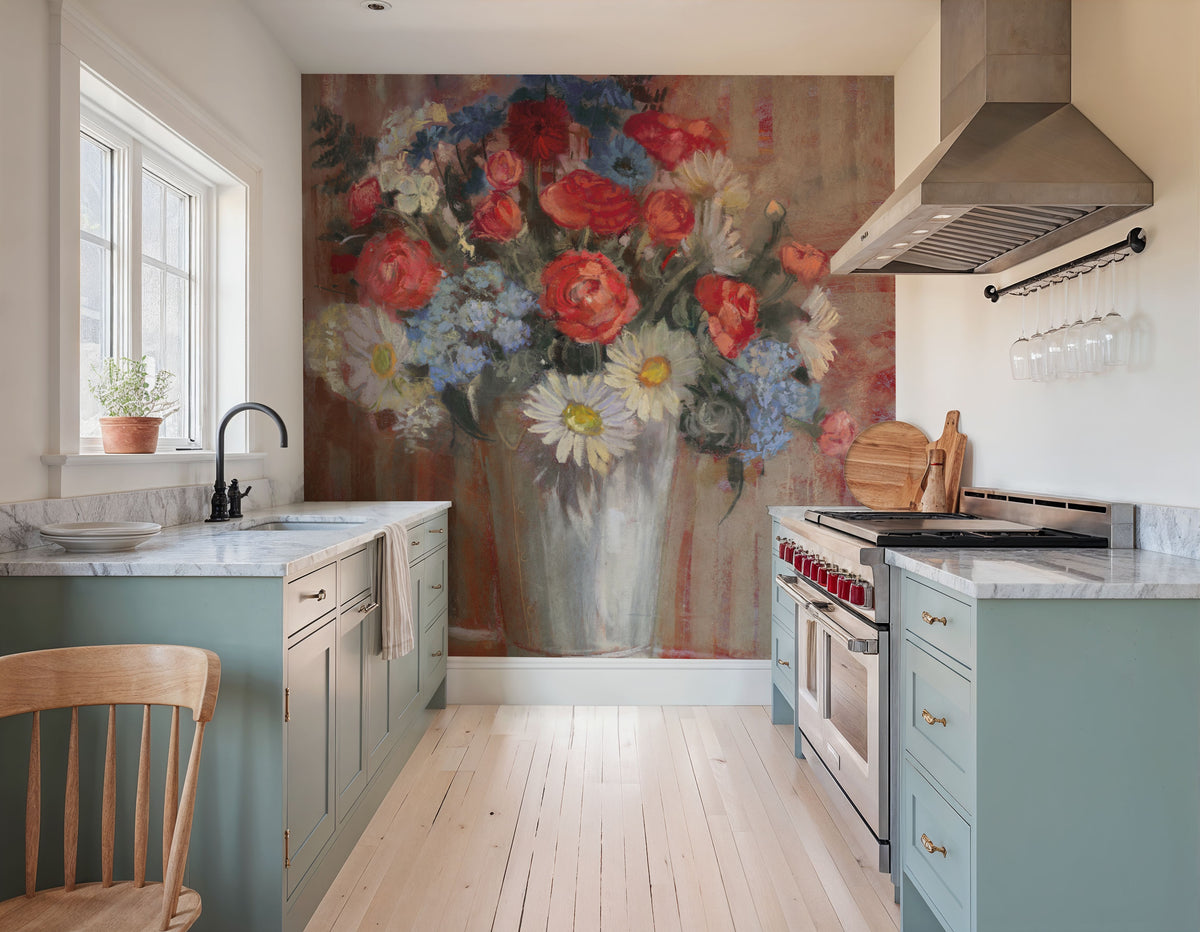 Vase of Flowers Patriotic Mural Wallpaper - room preview 02