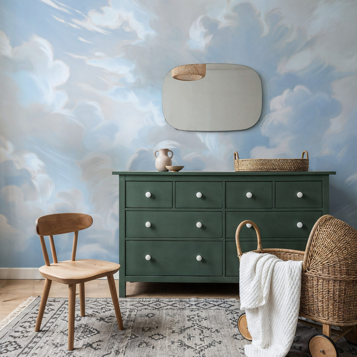 Clouding, Baby Blue Mural Wallpaper - room preview 02