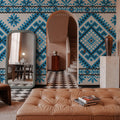 Pixel Embroidery Blue Mural Wallpaper - room preview 02