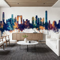 Suzhou China Skyline Blue & Bronze Mural Wallpaper - room preview 02
