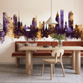 São Paulo Brazil Skyline Purple & Gold Mural Wallpaper - room preview 02