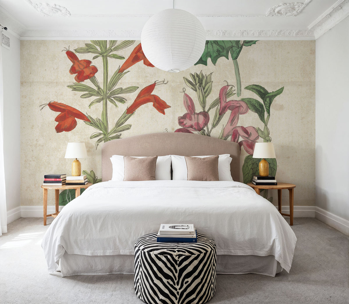 Salvia Florals Vintage I Mural Wallpaper - room preview 02
